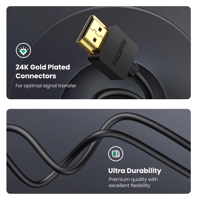 Ugreen-3D ȿ ũ ̴ HDMI to HDMI ̺, 4K/60Hz, GoPro  Ϳ Male to Male, 1m 1.5m 2m 3m ̴ HDMI