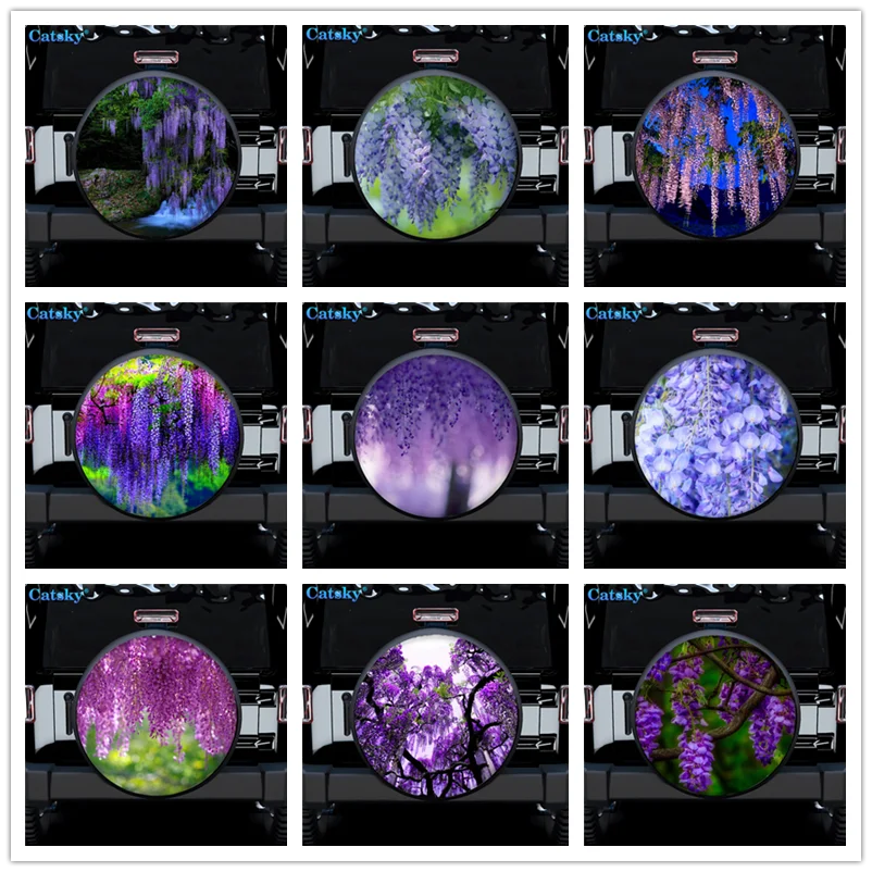 

Wisteria Trees Printed Spare Tire Cover Waterproof Tire Wheel Protector for Car Truck SUV Camper Trailer Rv 14"-17"