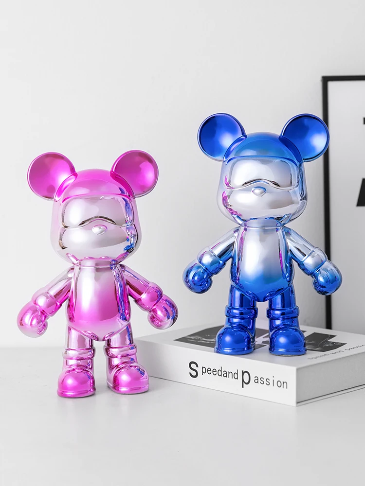 

Electroplated Bear Doll Figurine Desk Decoration Living Room TV Cabinet Wine Cabinet Home Light Luxury Decoration Accessories