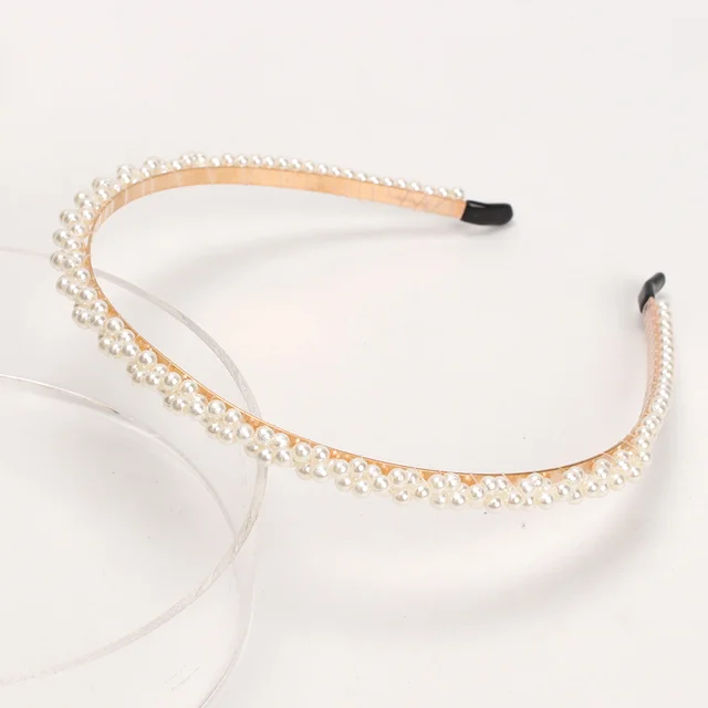 Fashion Pearl Non-Slip Rhinestone Hairbands Elastic Flower Women Hair Hoop Bands Headband Bezel Girls Hair Accessories Headdress a