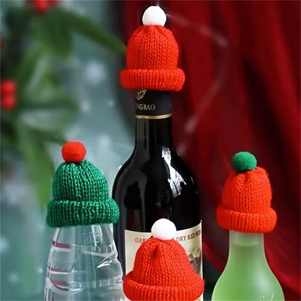Mini Christmas Knit Hats Craft Knitting Hats Doll Craft Hat Christmas Tree Ornaments Diy Knitting Doll New Year Gift 4cm christmas beanie hat