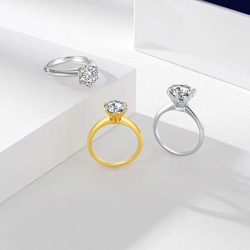 2ct 3ct 5ct 8ct D Color Moissanite Engagement Ring For Women 18KGold 925 Sterling Silver Gold Plated Solitaire Rings Wholesale 2
