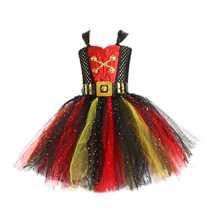 

Halloween Pirate Costume For Girl Lace Dress Fashion Kid Up Sling Tutu Frock Tunic+Hat Outfit Clothes