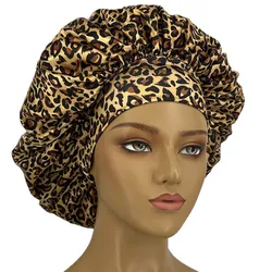 Leopard Print Curl - Enhancing Sleep Cap for Women - Soft, Wide Elastic Band, Unscented, Ideal for Dry & Textured Hair (Yellow leopard2192)