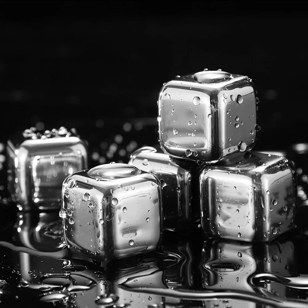 Stainless Steel Ice Block Reusable Chilling Stones For Whiskey Wine Drink Cooling Cube Chilling Rock Party Bar Tool ice cubes whiskey stones drink cooler