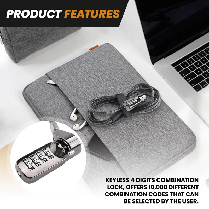 Security Anti-Theft Combination Laptop Notebook Cable Lock 4 Digit Password Lock