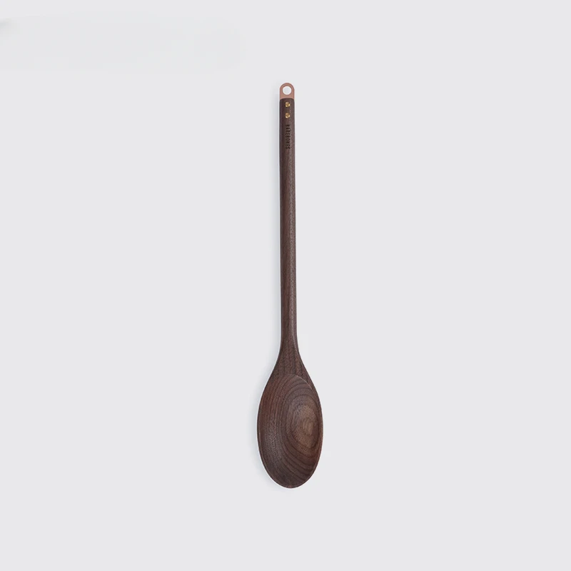 

Wooden tableware Walnut long handled wooden spoon Camping cooking wooden shovel