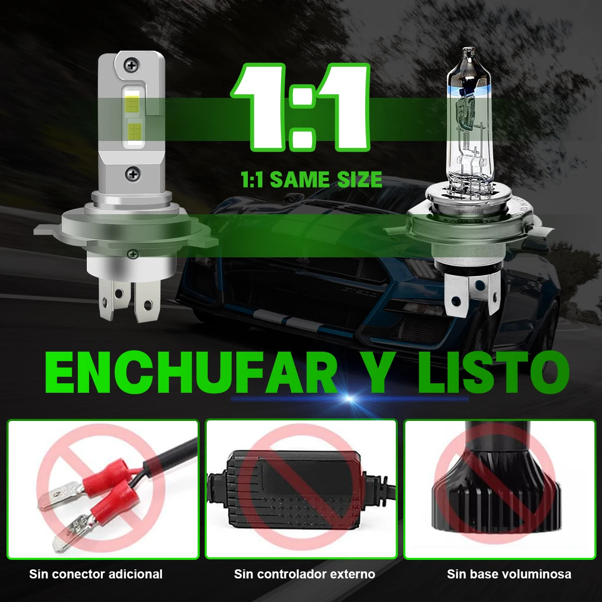 2Pcs 팬리스 H4 9003 LED H7 라이트 Canbus 하이 & 로우 빔 H4 LED 자동차 오토바이 헤드라이트 전구 12V 24V