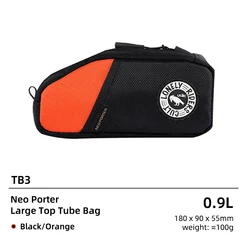 Waterproof Lightweight Cycling Frame Bag with External Side Pockets - 1L (TB3 0.9L Blackorange)