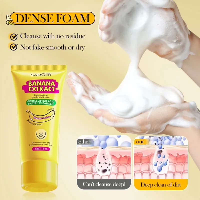 Amino Acid Cleansing Moisturizing Face Wash Oil Control Pore Shrinking Deep Clean Whitening Skin Care Banana Face Wash 2