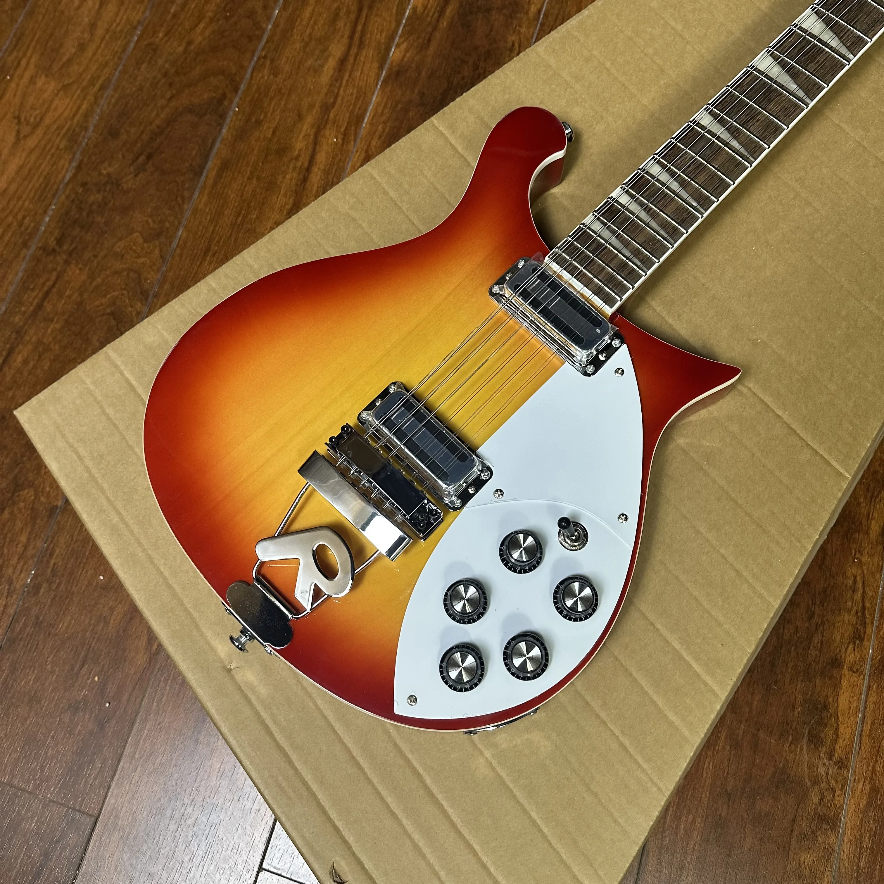 Rickenbacker 660 Electric Guitar Cherry burs color Basswood Body R Tail Bridge Black Color Rosewood Fretboard electric guitar