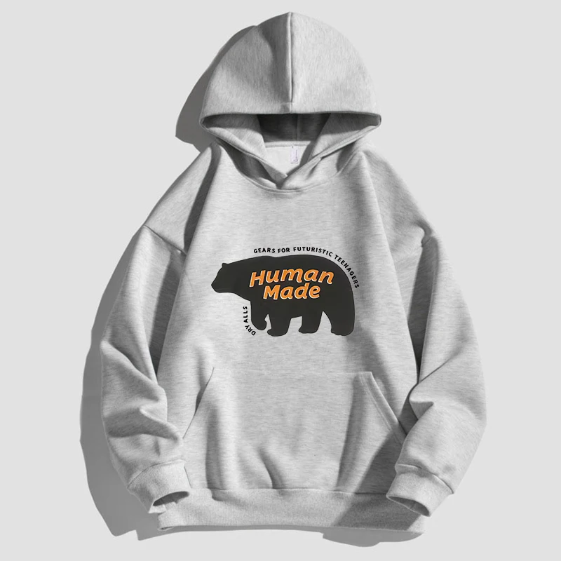 HUMAN MADE Cartoon Tiger Head Letter Fallow Baggy Round Neck Wool Knit  Sweater Pullover For Men And Women