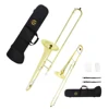 MBAT Alto Trombone Bb Tone B flat Trombone Brass Body Gold Trombone Set With Cleaning Cloth Case Brass Instruments Trombone