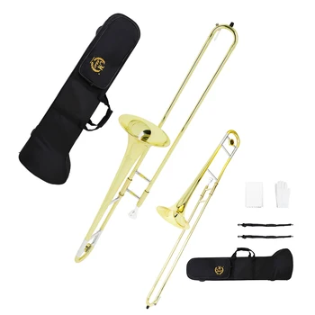 MBAT Alto Trombone Bb Tone B flat Trombone Brass Body Gold Trombone Set With Cleaning Cloth Case Brass Instruments Trombone