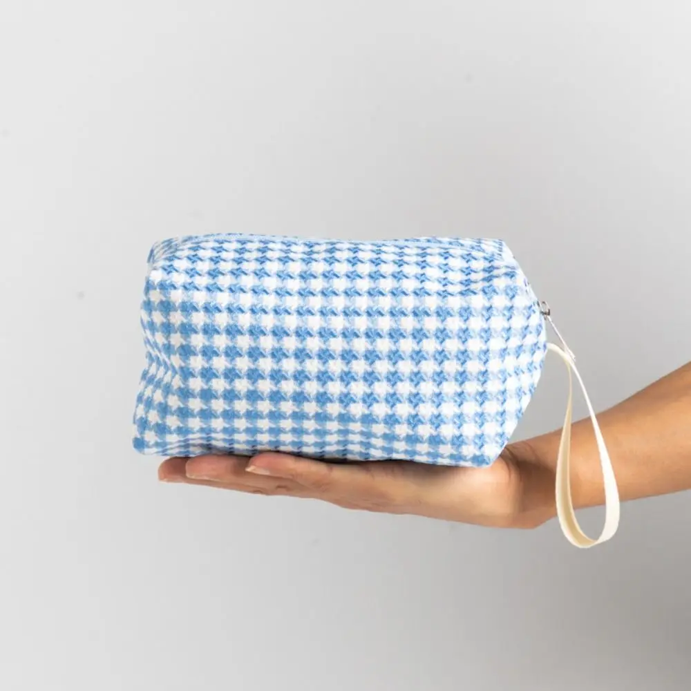 Zipper Chessboard Cosmetic Bag oxford Multifunctional Large Capacity Makeup Bag Korean Style Washing Toiletry Bag