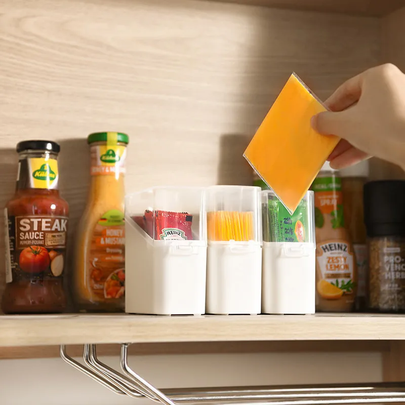 Houseeker Refrigerator Organizer Case Tea Bags Storage Cheese Coffee Holder Bins Clear Kitchen Sorting Organizing Box