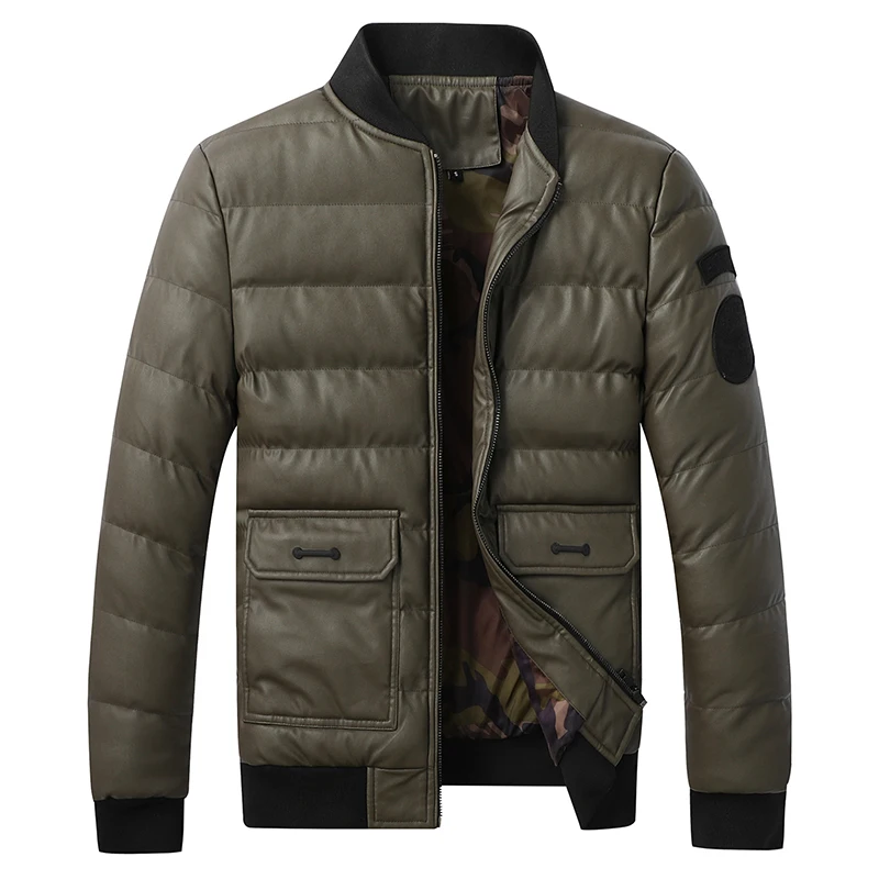 

2023 Men Winter Warm PU Jackets Fashion Casual Baseball PU Leather Jacket Stylish Waterproof Windproof Breathable Short Jacket