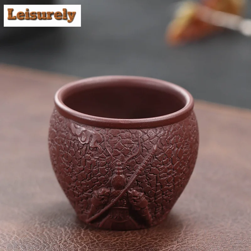 Hadnamde Relief Golden Toad Zisha Teacup Lucky Great Holy Master Cup Yixing Purple Clay Tea Bowl Personal Mug Kung Fu Tea Set