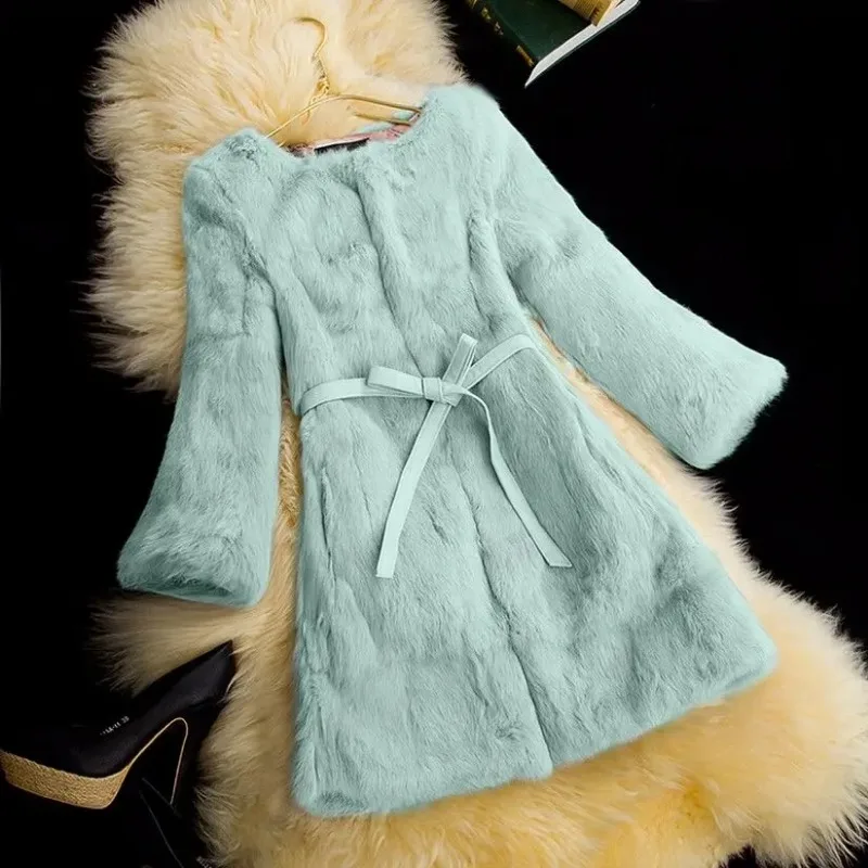 2023 New Women Winter Faux Fur Coat Medium Length for Slimming Imitation Fur Outwear Thick Warm Outwear Fashion Casual Outcoat