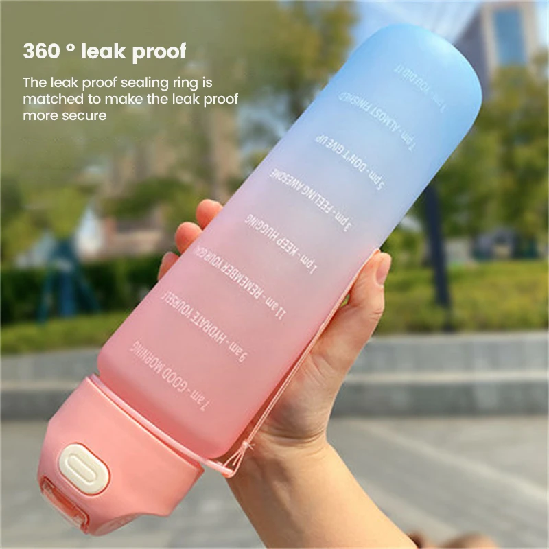 1000ml Water Bottle with Straw Large Capacity Cup Portable Plastic Water Cup Multi Color Camping Outdoor Sports Kettle Bottle