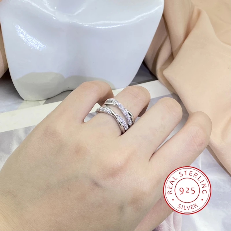 Squisito Anello Di Trasferimento In Argento 925 Con Diamante Pieno Anello Premium Sense Color Argento Anello Geometrico Ultra Flash Regalo Di Annivers