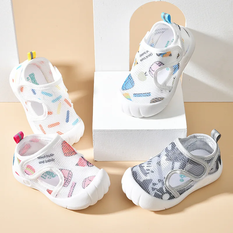Summer Breathable Mesh Kids Sandals Baby Unisex Casual Shoes Anti-slip Soft Sole First Walkers Infant Lightweight Shoes Tenis baby shoes mesh shoes