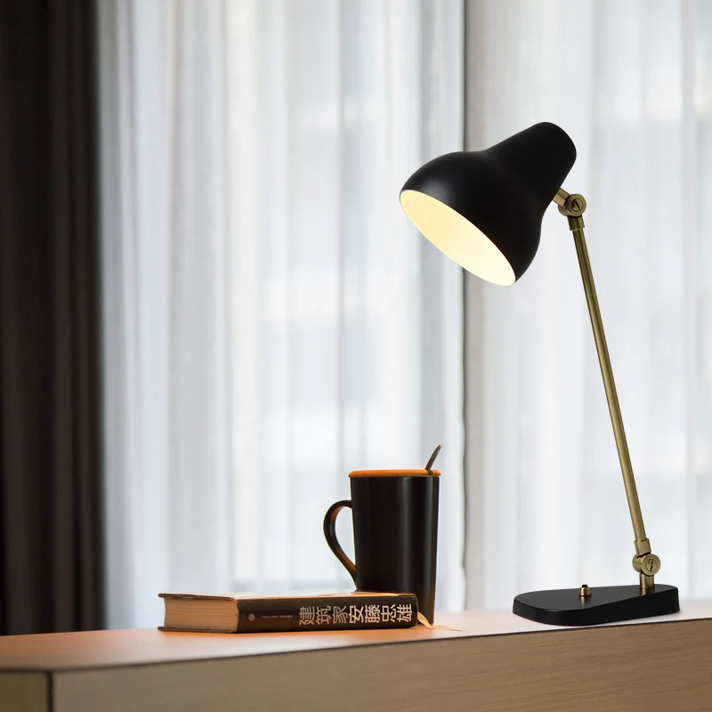 Danish Designer Black Nordic Reading LED Table Lamp Modern Simple Living Room Bedroom Study Bedside Decoration Desk Lamp