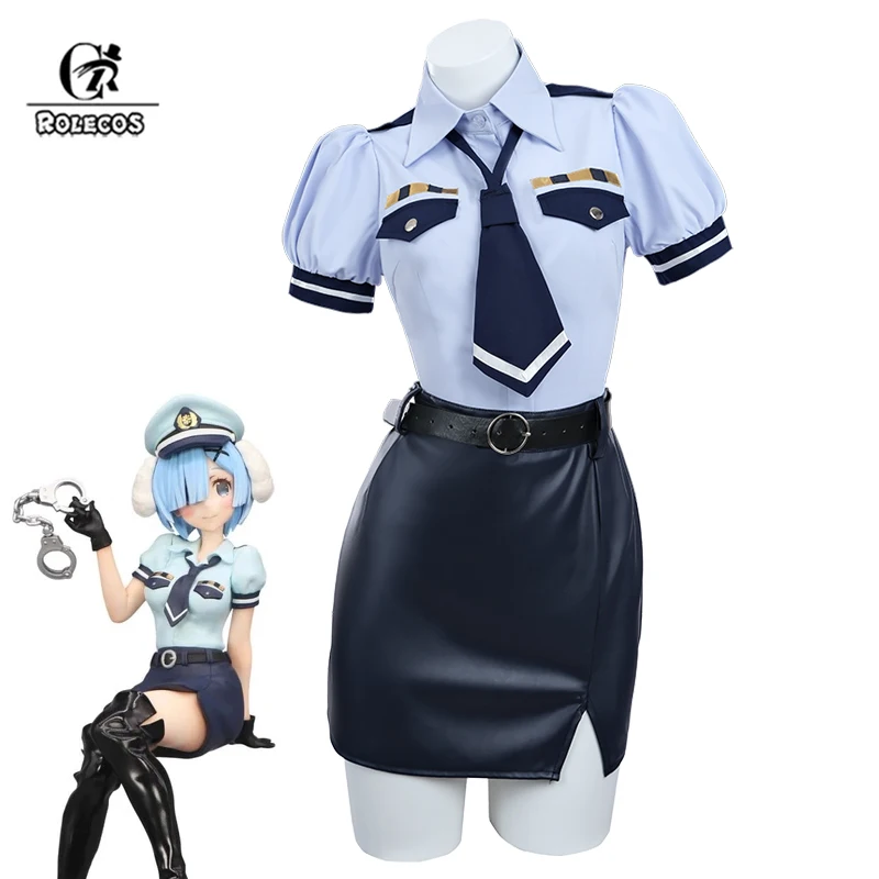 

ROLECOS Rem Cosplay Costume Re: ZERO -Starting Life in Another World Rem Policeman Uniform Halloween Fullset With Hat And Tails
