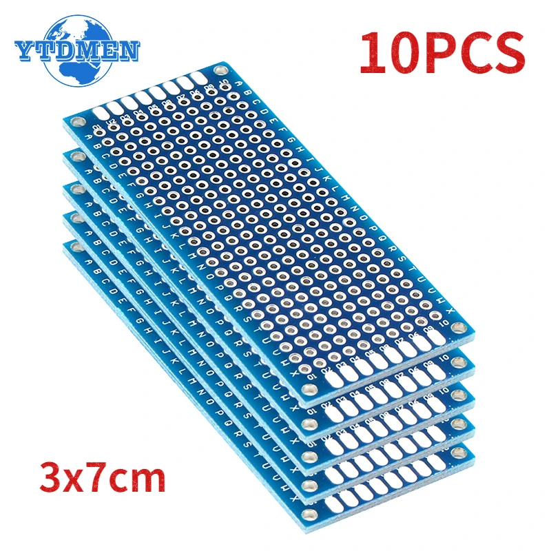 10PCS 3x7cm PCB Protoboard Electronic Boards Universal Printed Circuit Board 3*7cm Double Side Prototype PCB Board for Arduino 5pcs 3 7cm 3x7cm 3cmx7cm 3 7 double side prototype pcb diy universal printed circuit board breadboard circuit test board