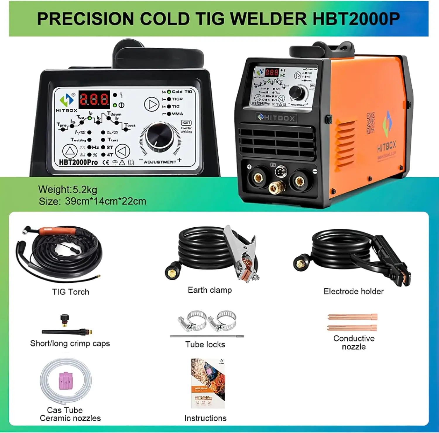 HITBOX TIG Welding Machine, Hot/TIG/Pulse Cold TIG Welder, 200A High Frequency DC Inverter 2T/4T TIG MMA Welder HBT2000PRO 6