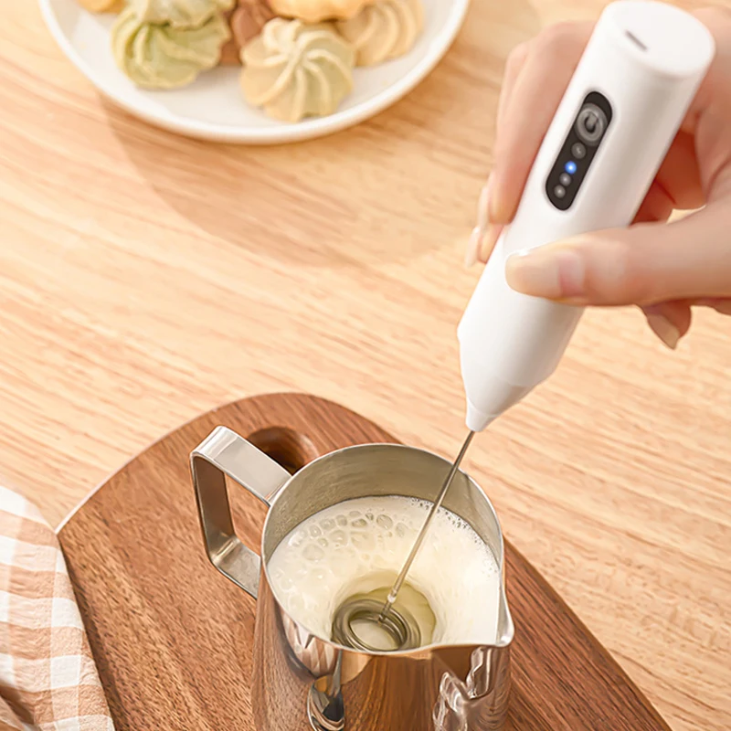MINI USB Rechargeable 3 Speeds Milk Frother Foam Maker Coffee Whisk Mixer Electric Handle Blender Egg Beater Milk Frother Egg Beater Electric Milk Frother
