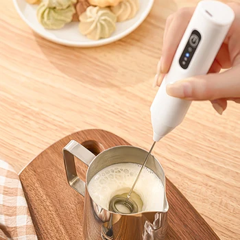 MINI Montalatte USB ricaricabile 3 velocità Schiuma Maker Frusta per caffè Mixer Manico elettrico Frullatore Frullino per le uova 1