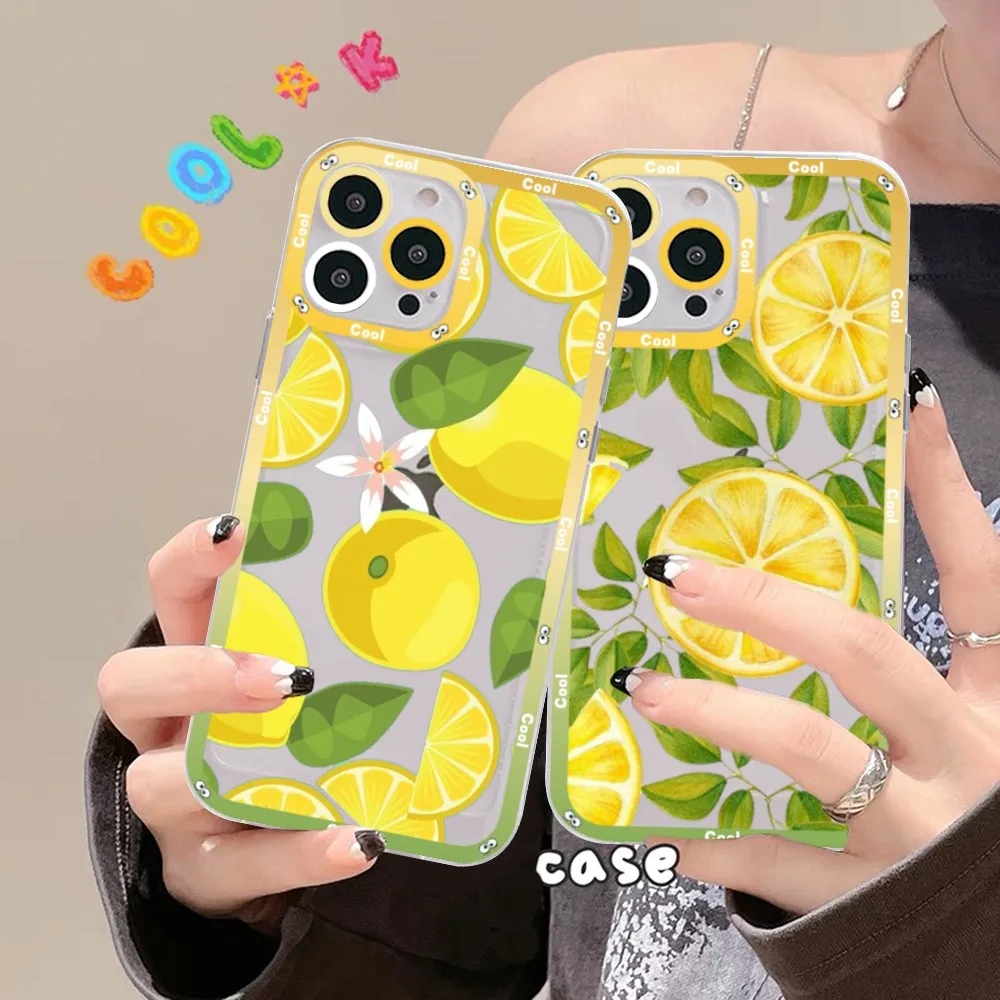 

Fruit Lemon Phone Case For IPhone 15 14 13 12 11 Pro Max Mini X Xs XR Transparent Case