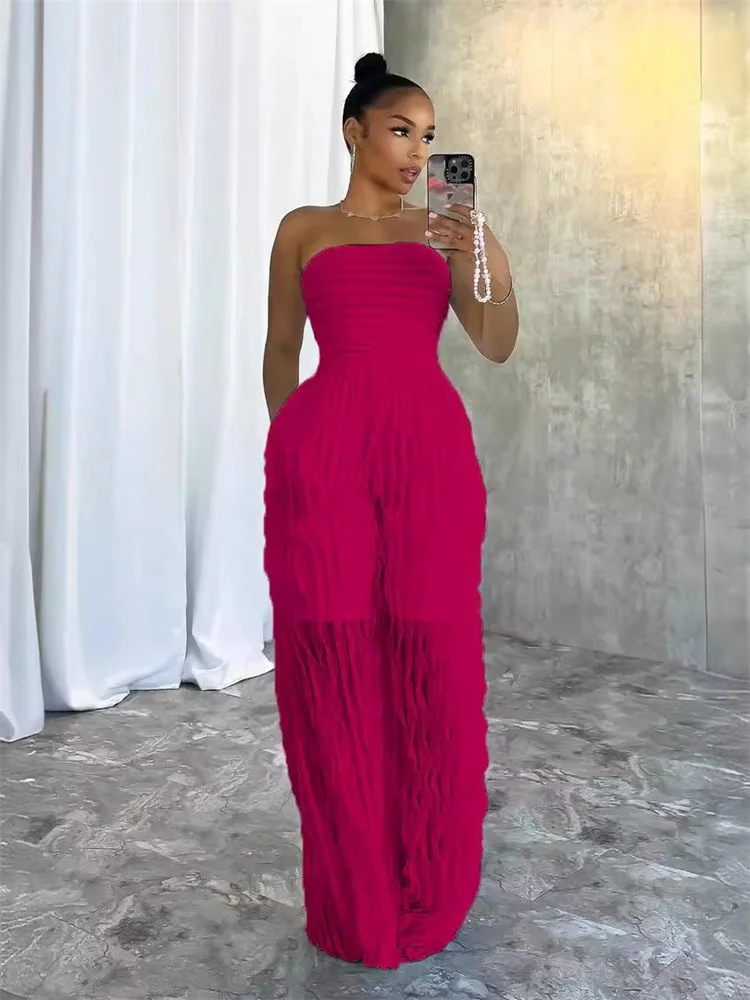 Wmstar Jumpsuit Women Fashionable Elegant Strapless Sexy with Wave Pattern Sleeveless Comfortable Soft Wholesale Dropshipping