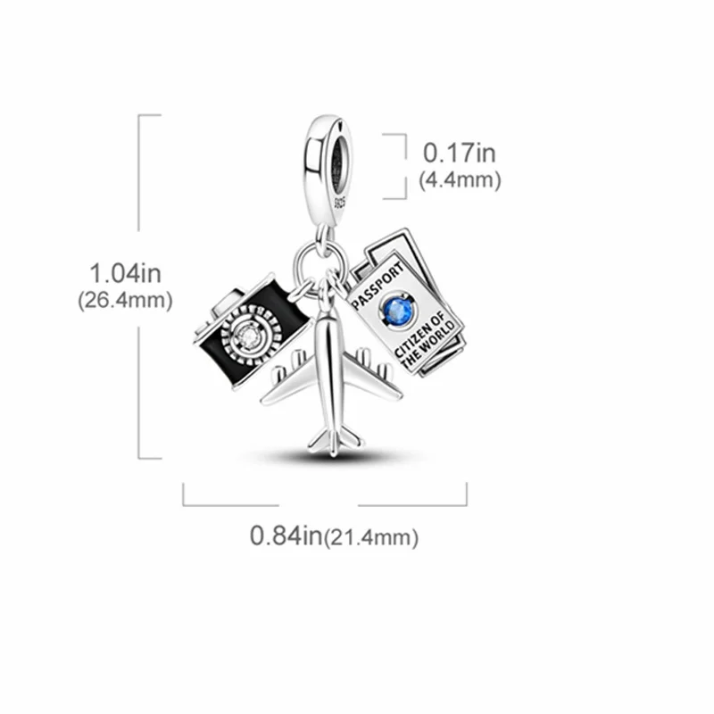  카메라 여권 비행기 펜던트 비즈 오리지널 팔찌 DIY 쥬얼리에 적합