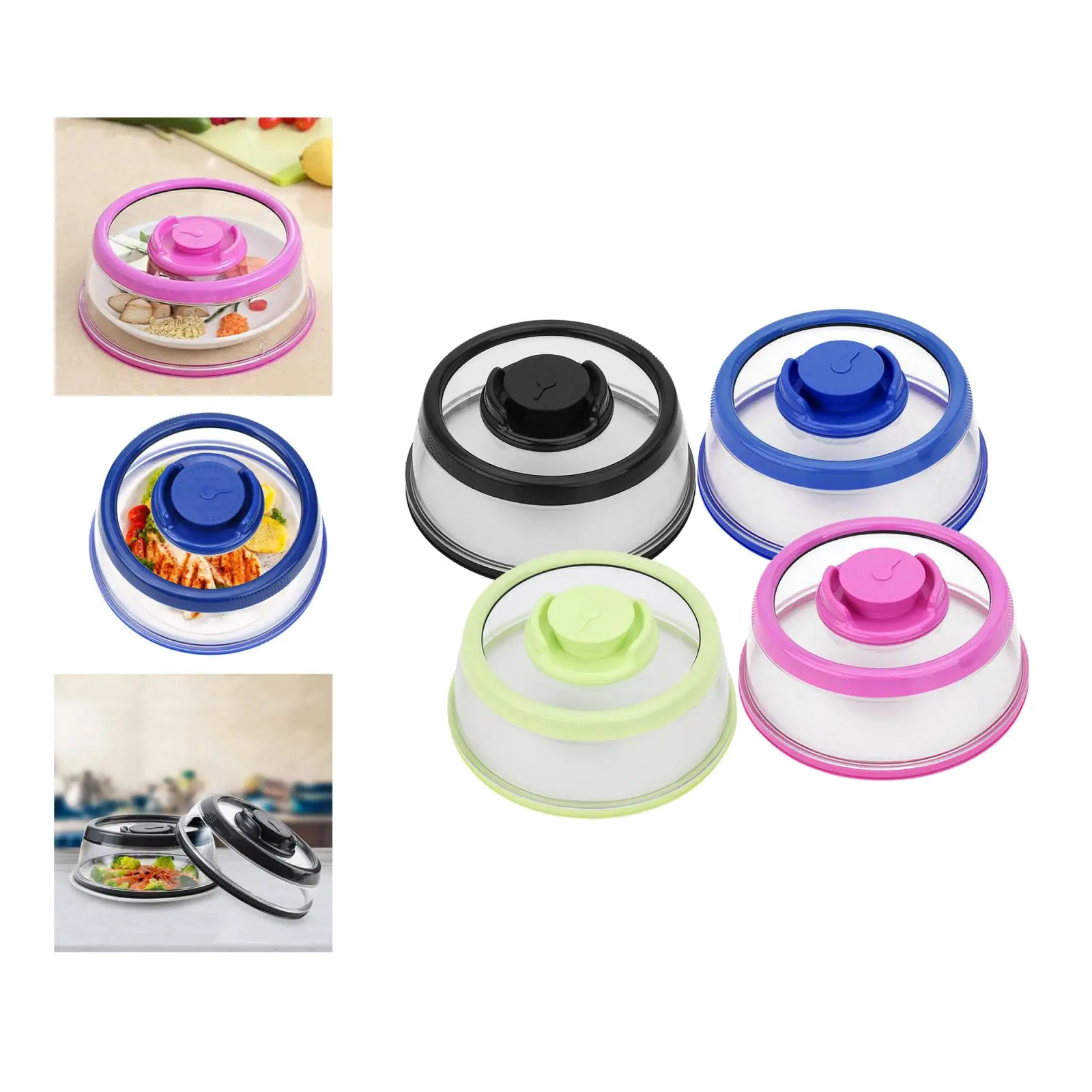 Silicone Vacuum Food Sealer Cover Kitchen Food Fresh Cover Refrigerator Dish Lid Topper Dome Kitchen Tool ABS Plastic