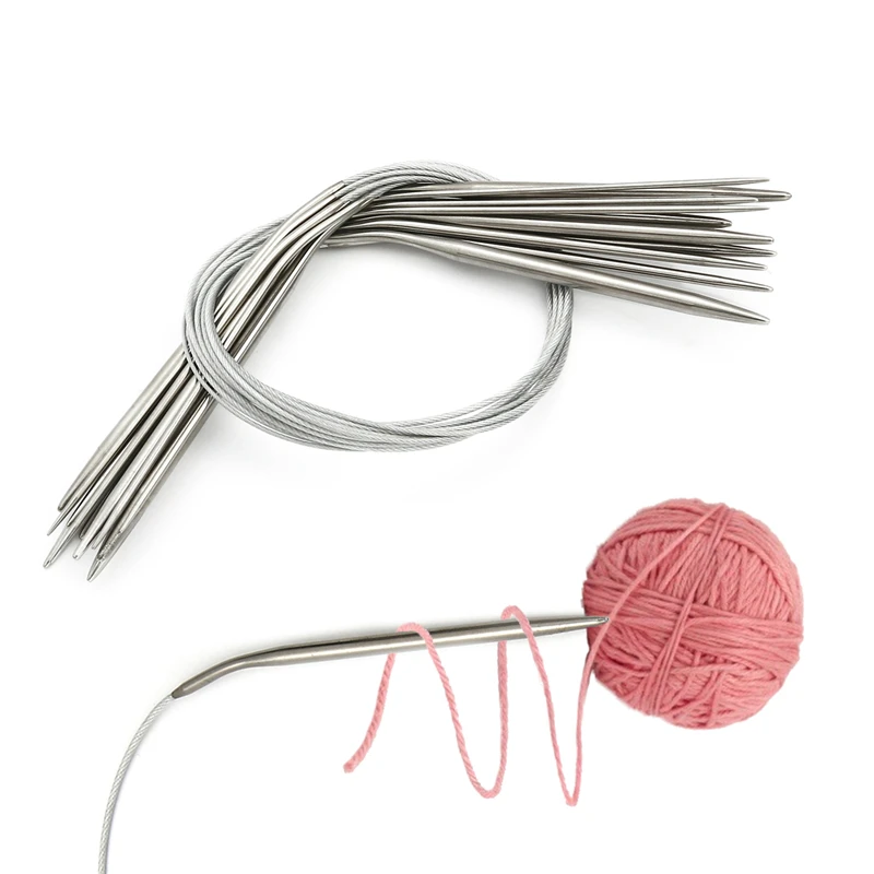 Stainless Steel Circular Knitting and Crochet Needle Set for DIY Weaving and Crafting