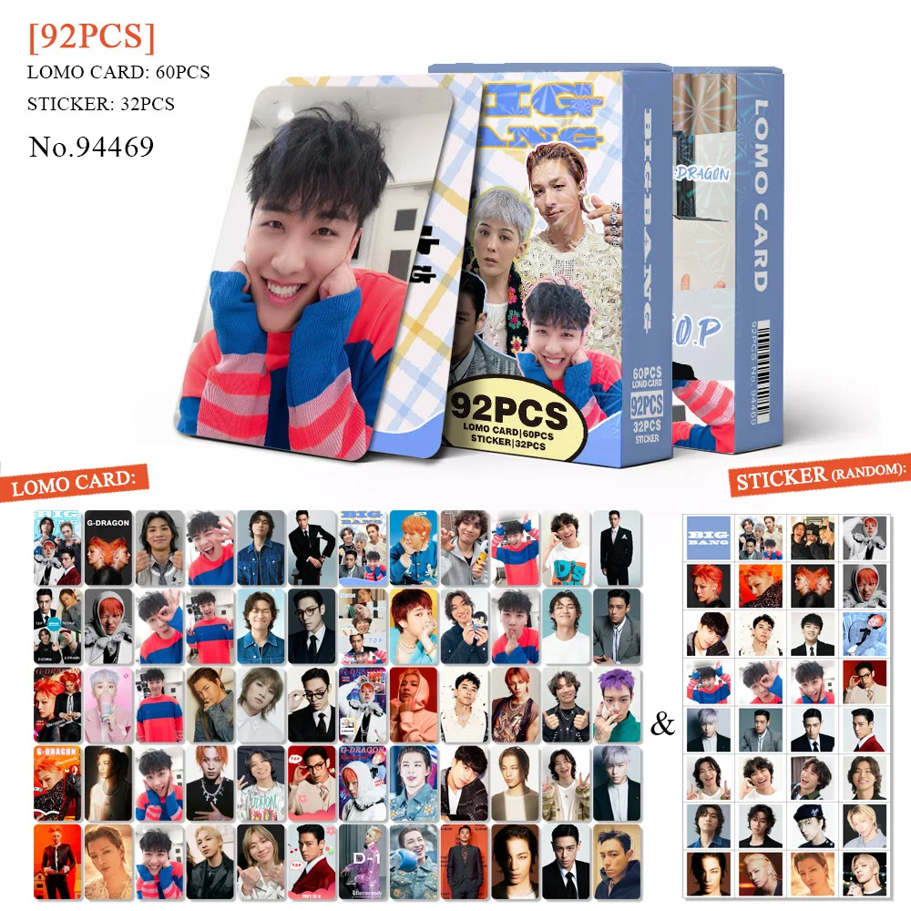 92Pcs/Set BIGBANG Idol Boy New Series Lomo Cards GD TAEYANG