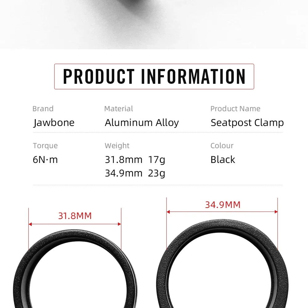 Description Picture 3 of itemJawbone Seat Post Clamp CNC Alloy Light Saddle Bicycle Seating Post for 25.4 27.2 30.9 31.6 mm Lock Bike Cycling Accessories