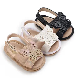 0-18M Summer Newborn Baby Girls Sandals Toddler Shoes Butterfly Flat Soft Baby Shoes 3 Colors