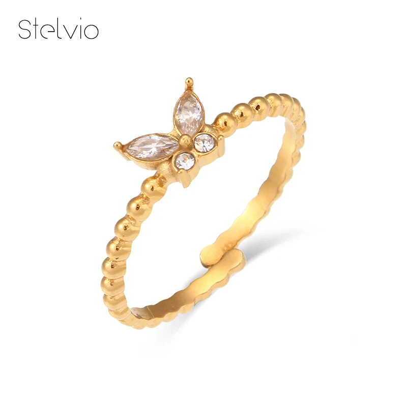 

2023 Cute Butterfly Zircon Stainless Steel Gold-plated Ring Birthday Gift Simple Fashion For Women Jewelry Accessories