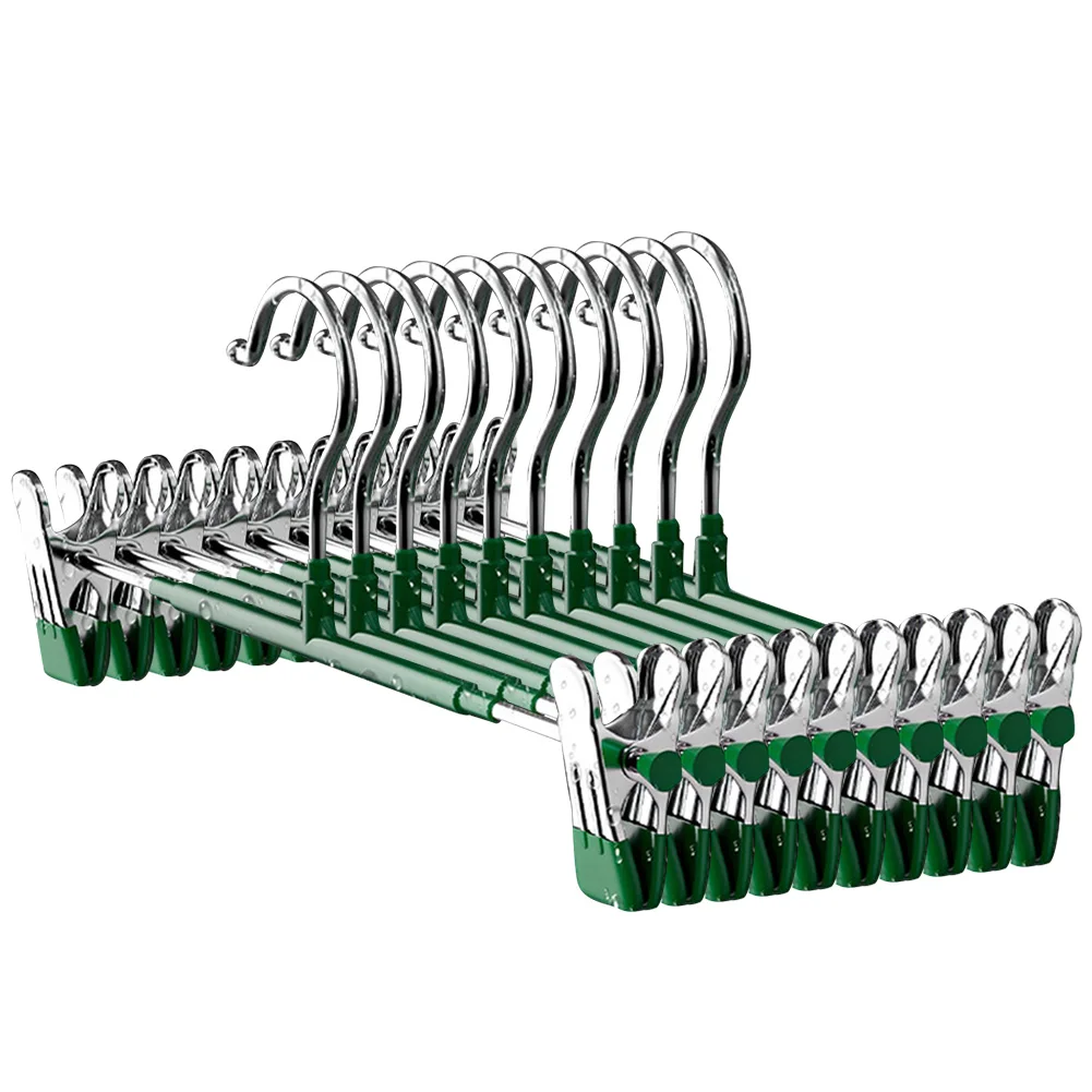 10PCS Pants Skirt Hangers with Adjustable Clip Shorts Hangers Non Slip Stainless Steels for Hanging Trousers/Socks/Skirts/Coats 4