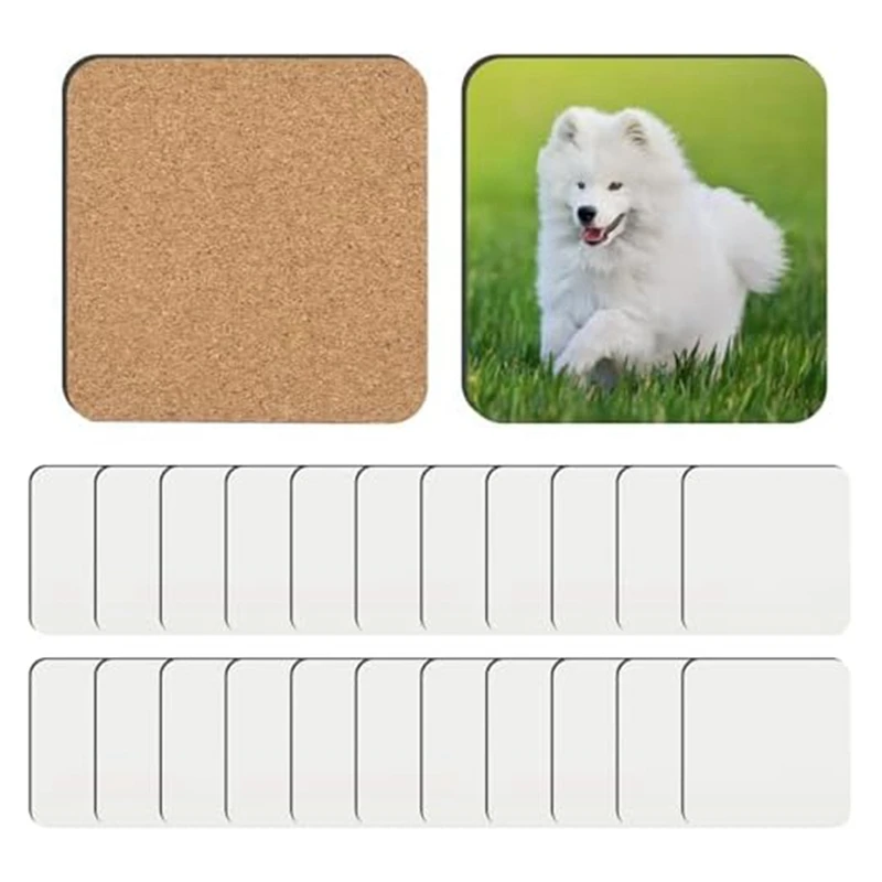 

24 PCS Sublimation Coasters Blank MDF Cork Backed Heat Transfer Coasters For DIY Painting Art Crafts, 3.9 X 3.9 Inches Durable