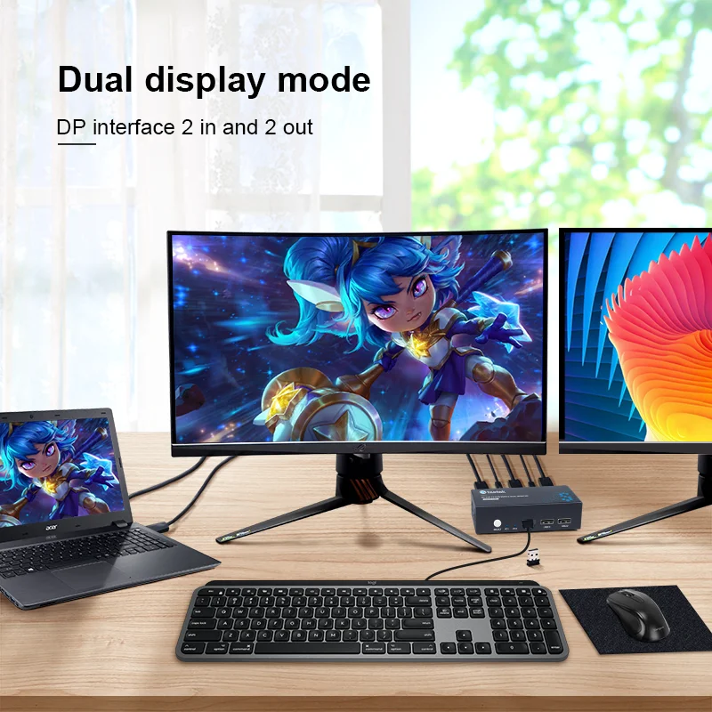   HDMI KVM ġ, ̺  USB  Ű ġ, 2 Ʈ, 2 USB 2.0 , UHD 4K @ 30Hz, YUV4:4:4  ȣȯ