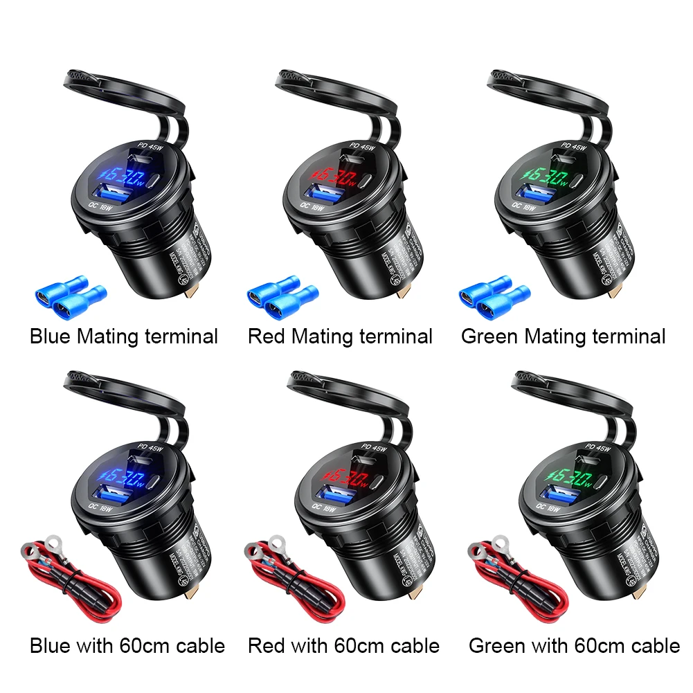 USB  PD  QC3.0  ܼƮ, ġ , а   USB Ʈ, ڵ Ʈ Ʈ RV , 45W, 12V, 24V