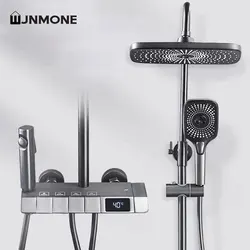 Hot Sale Piano Key Shower Set Wall Mounted Bathroom Faucet Luxury Hot and Cold Black Shower System LED Digital Faucet