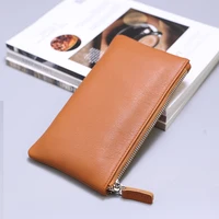 Genuine Leather Men Wallet Long Section Casual Small Bag For Man Black Organizer Phone Purse Money Clip Card Coins Bag