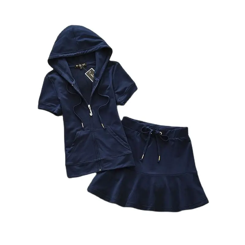 

Summer Suit Women's New Slim Slimming Korean Style Hooded Sweater Casual Skirt Two-Piece women's sets free shipping promotion