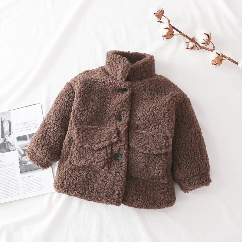 Fashion Baby Girls Boy Winter Warm Jacket Villus Thick Lamb Wool Infant Toddler Kids Sheep Like Coat Baby Outerwear Cotton 1-7Y baby jacket