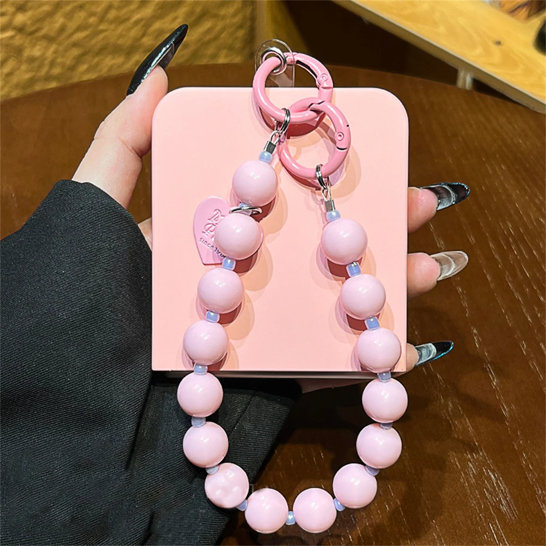 Candy Color Phone Case with Heart Bead Bracelet